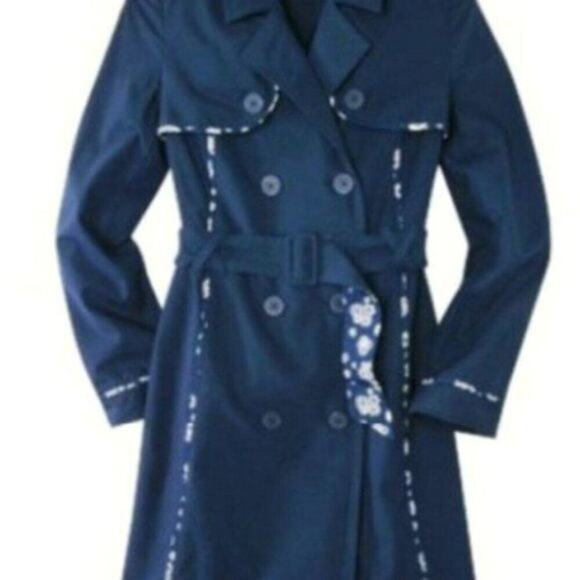 Jason Wu for Target Trench Coat Navy Blue and Floral M - Picture 2 of 13